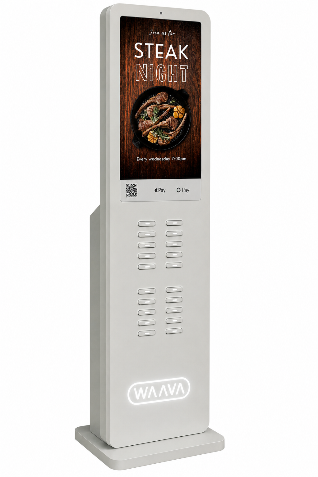 WAAVA Swell — Freestanding floor station with digital screen